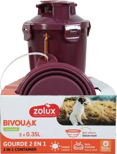 Lahev 2v1+ 2 misky BIVOUAK 2x350ml červená Zolux