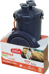 Lahev 2v1+ 2 misky BIVOUAK 2x350ml modrá Zolux