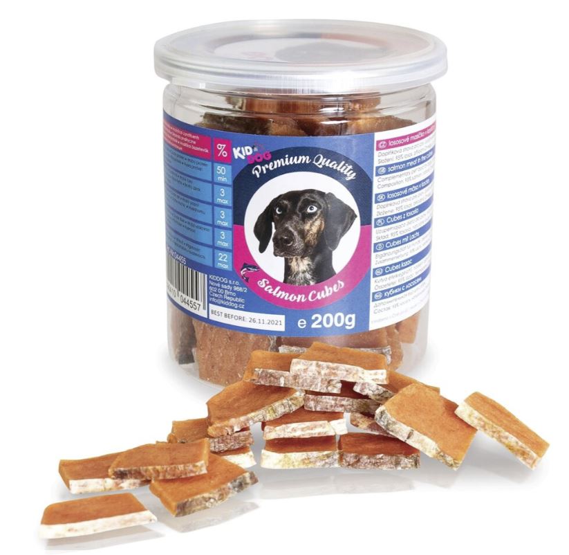 KIDDOG lososové masíčko v plátku - PREMIUM QUALITY 200 g dóza
