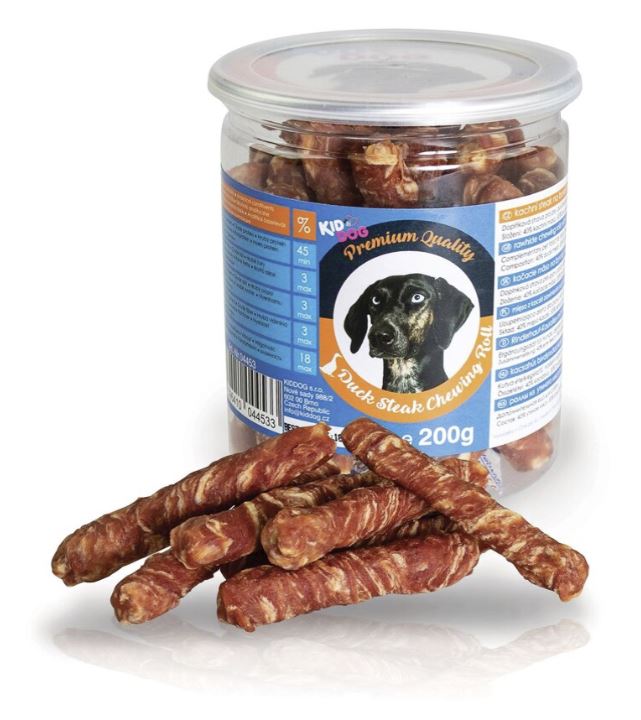 KIDDOG kachní steak na buvolí tyčince - PREMIUM QUALITY 200 g dóza