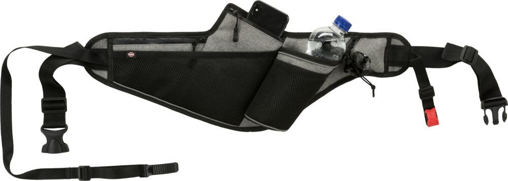 Joggingový pás s vodítkem, pás: 70-130 cm, vodítko 1.15-1.50 m, 20mm, šedá